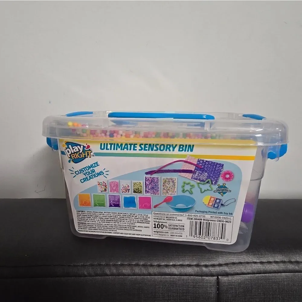 New kid's Playright Ultimate Sensory Bin, slime and mix in, 22 piece set